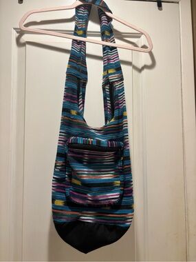 Striped Boho Crossbody Sling Bag in Teal & Multicolor